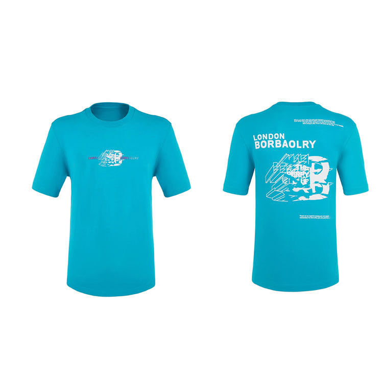 Custom Logo Etiketi ve Siyah Beyaz Mavi Siyan ile Soluklu Buz Duyucu Erkek Tişörtü