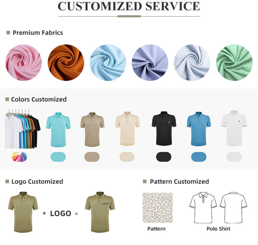 Erkeklerin Uzun Kollu Polo Gömlekleri Özel Logo ile Deri Dostu Pamuk Spandex Karışımı