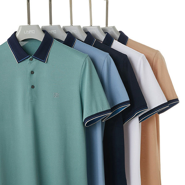 95% Poliester 5% Spandex Kumaş Özel Golf Polo Tişörtleri Siyah Polo Yakası