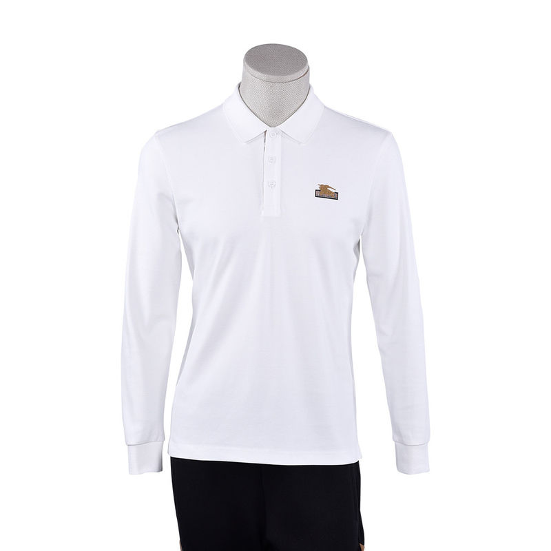 Özel Logo Yazdırma % 100Cotton Beyaz Lüks Uzun Kollu Polo Gömleği Erkek Erkek