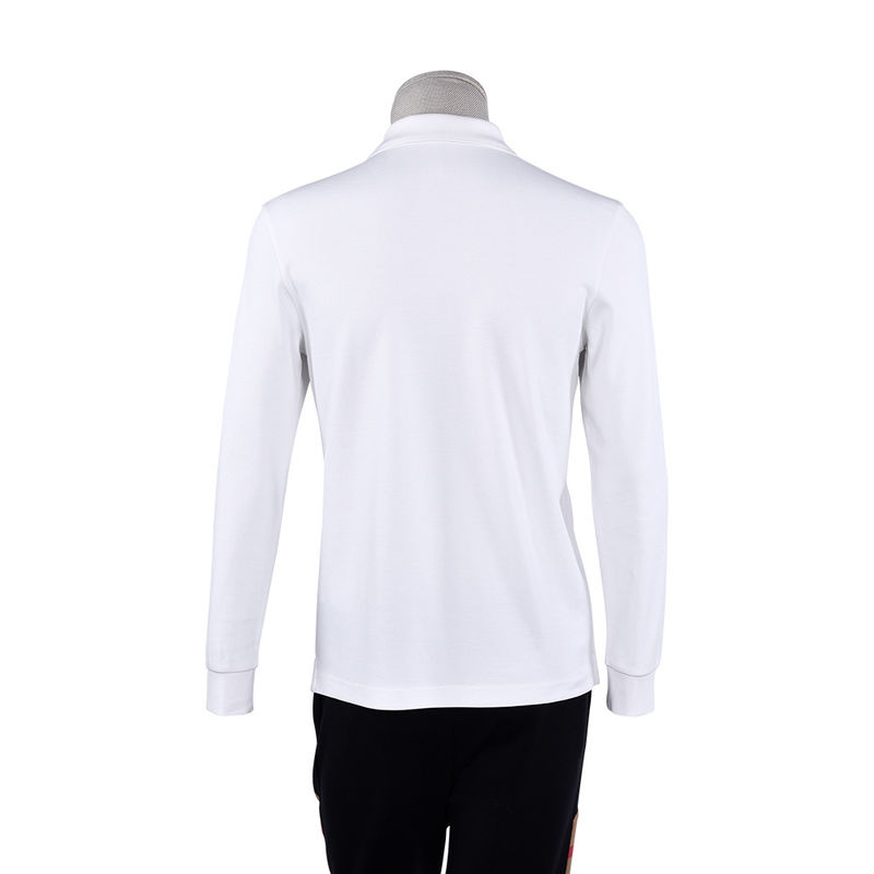 Özel Logo Yazdırma % 100Cotton Beyaz Lüks Uzun Kollu Polo Gömleği Erkek Erkek