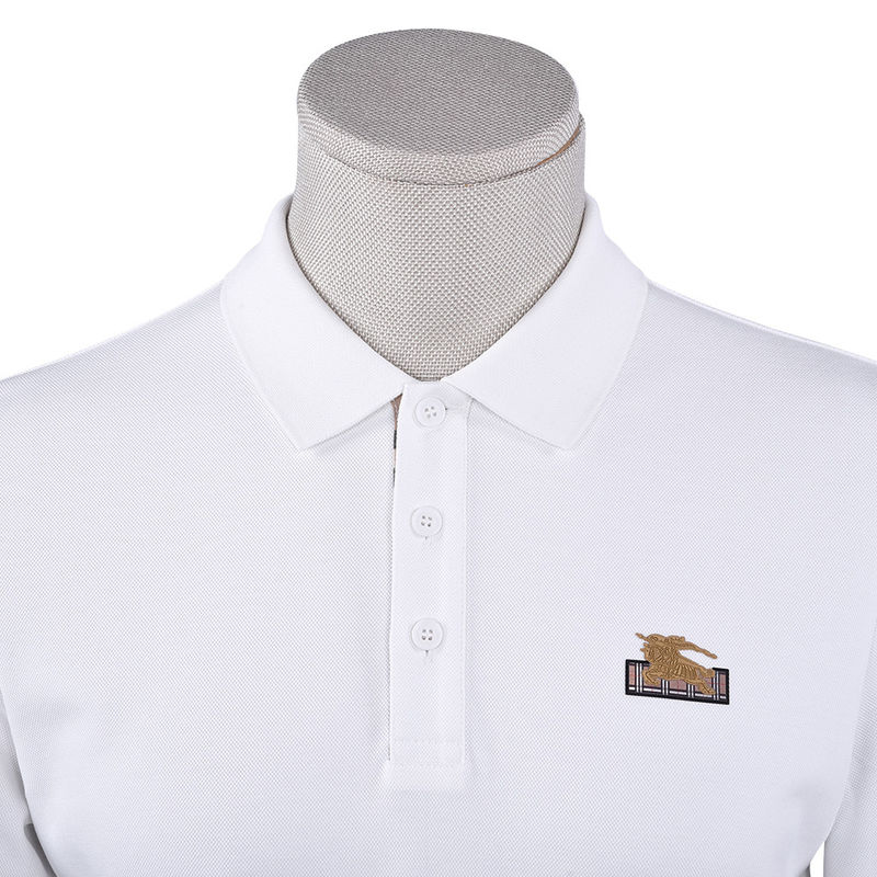 Özel Logo Yazdırma % 100Cotton Beyaz Lüks Uzun Kollu Polo Gömleği Erkek Erkek