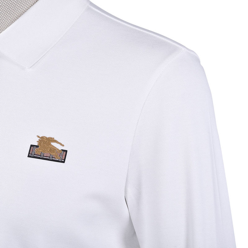 Özel Logo Yazdırma % 100Cotton Beyaz Lüks Uzun Kollu Polo Gömleği Erkek Erkek