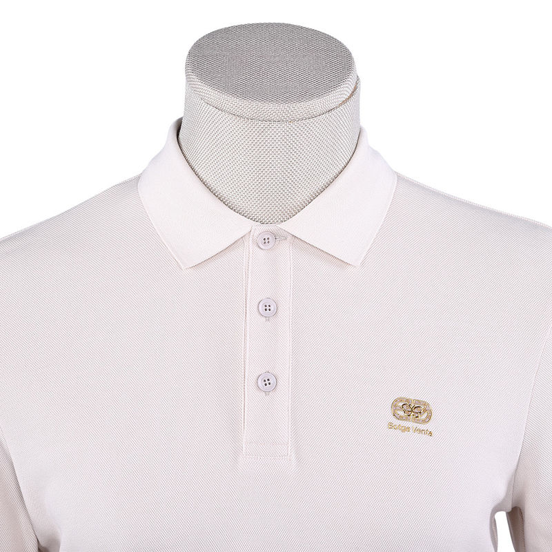 Anti kırışıklık Polo Tişört Beyaz Uzun Kollu Özel Logo Kumaş Ağırlığı 170-210g