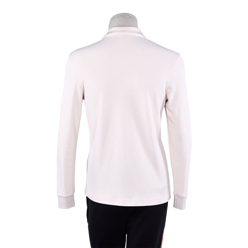 Anti kırışıklık Polo Tişört Beyaz Uzun Kollu Özel Logo Kumaş Ağırlığı 170-210g
