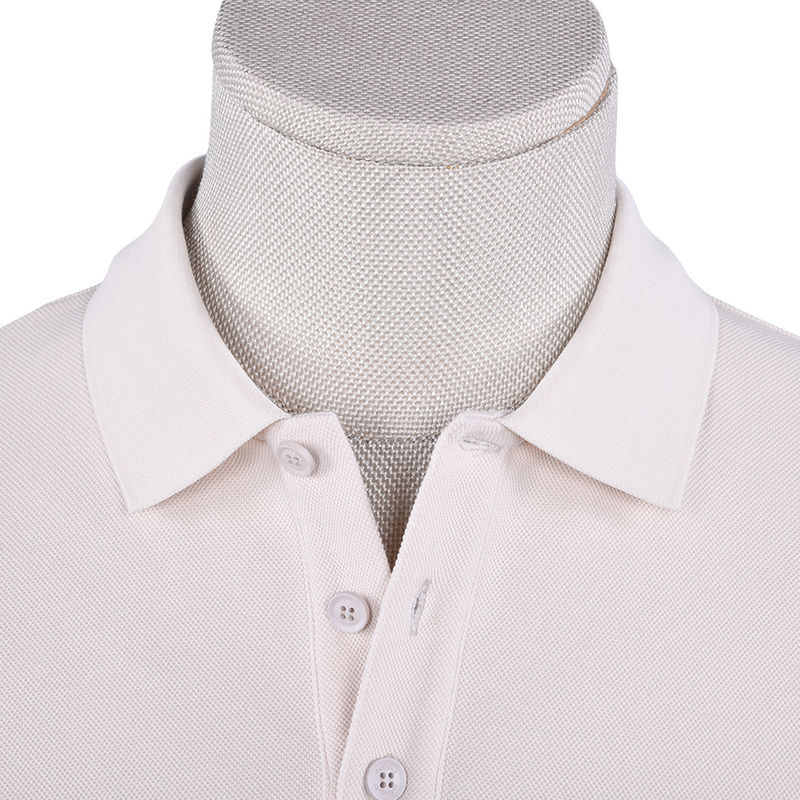 Anti kırışıklık Polo Tişört Beyaz Uzun Kollu Özel Logo Kumaş Ağırlığı 170-210g