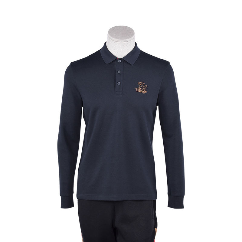 Erkekler için moda uzun kollu polo gömleği iş gömleği yakası ve özel logo ile