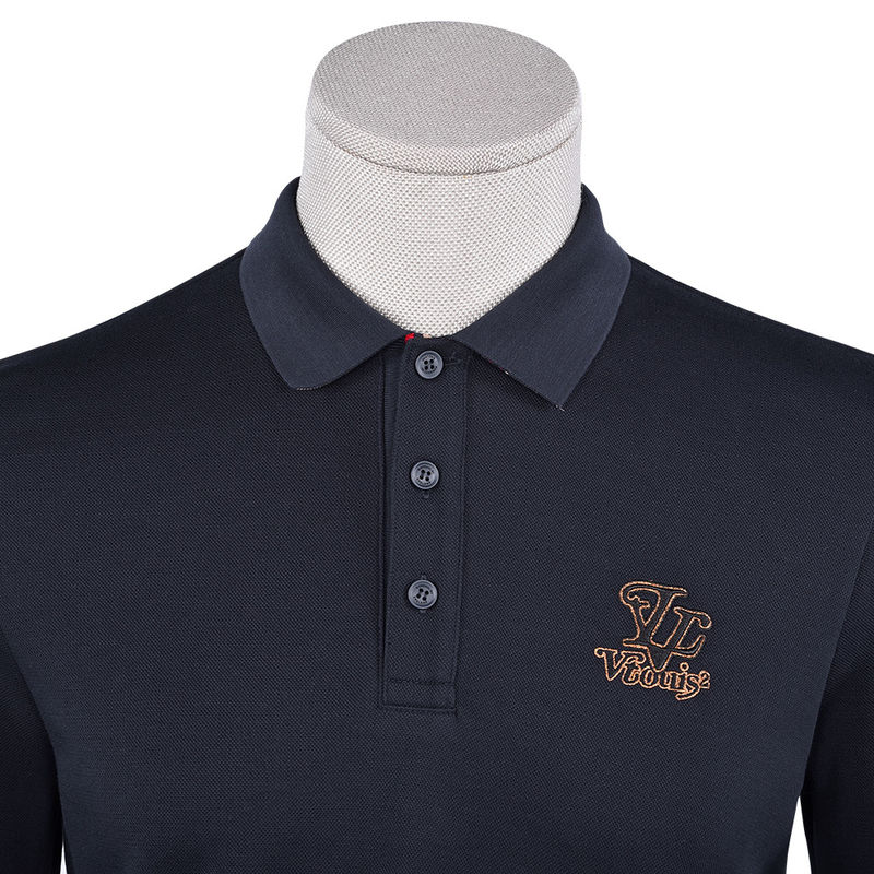 Erkekler için moda uzun kollu polo gömleği iş gömleği yakası ve özel logo ile