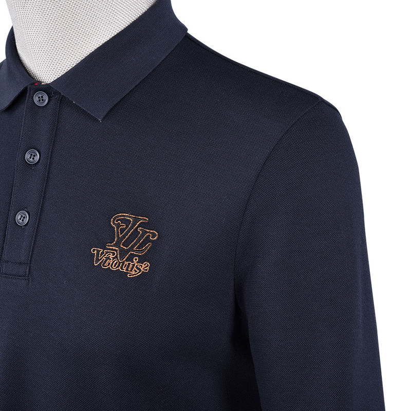 Erkekler için moda uzun kollu polo gömleği iş gömleği yakası ve özel logo ile