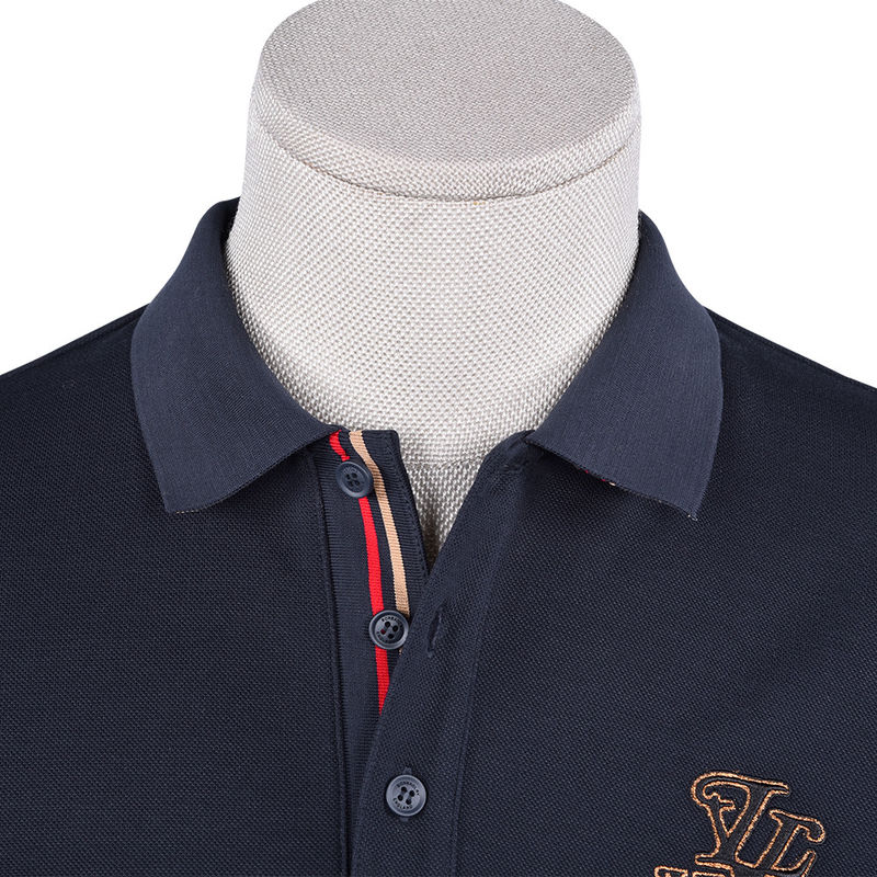 Erkekler için moda uzun kollu polo gömleği iş gömleği yakası ve özel logo ile