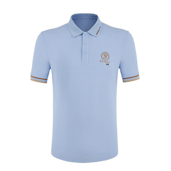 Embroidered Logo ve Solunumlu Pamuk Kumaşlı Erkek Mavi Özel Renkli Polo Tişörtleri