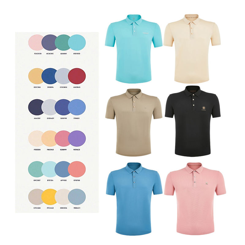 Kişisel Renkli Lüks Golf Polo Gömlekleri Erkekler İçin % 100 Pamuk Polo Gömleği Logo Deseni