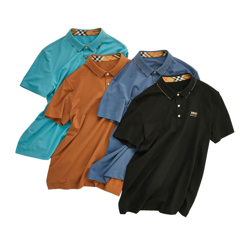 Dokuma Yöntemi Dikişli Nefes Alıcı Lüks Polo Tişörtleri Erkekler İçin % 100 Pamuk Özel Logo