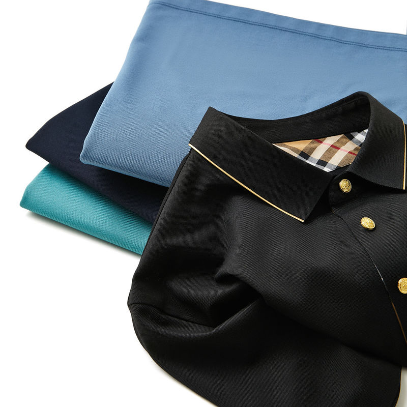 Kısa kollu katı renkli golf polo gömleği logo ve desenli polyester spandeks