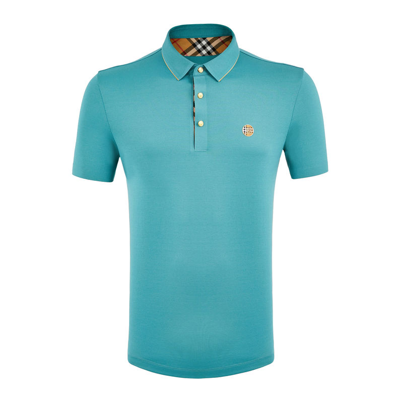Kısa kollu katı renkli golf polo gömleği logo ve desenli polyester spandeks