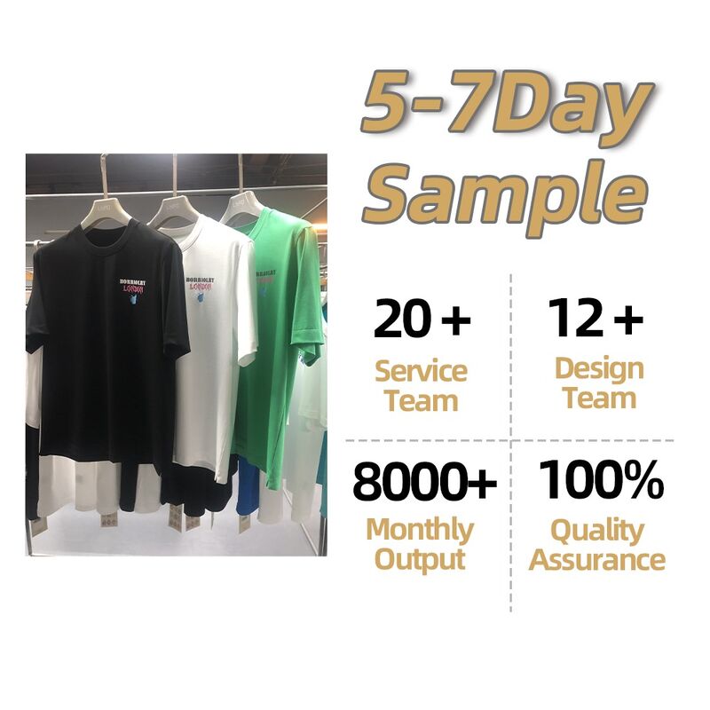 Fabrika Sıcak Satış Özel Logo Nakış Baskılar Erkekler için Ağır Düşük Omuzlu Siyah Beyaz Tişört