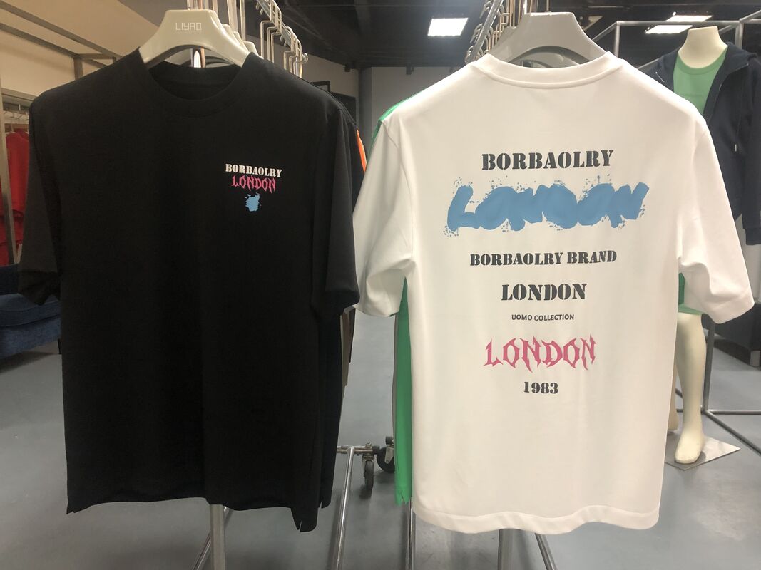 Fabrika Sıcak Satış Özel Logo Nakış Baskılar Erkekler için Ağır Düşük Omuzlu Siyah Beyaz Tişört