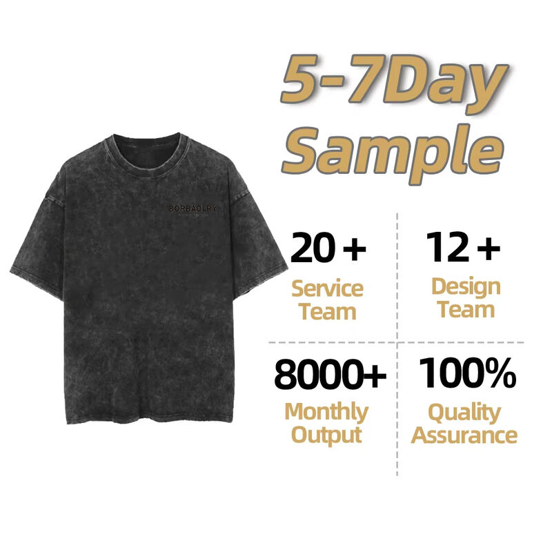 Özel Hip Hop Baskı Puff Baskı Tanıtım Açık Hava Vintage Ekibi Boyun Yüksek Sokak Giyim Pamuk Batik Asit Yıkama Erkek Tişört