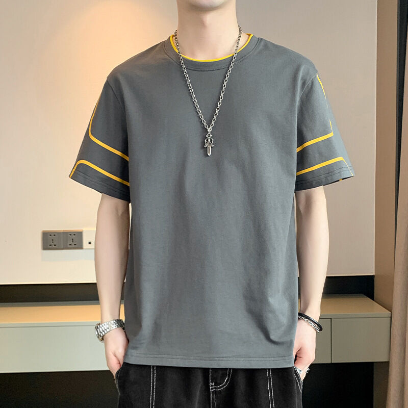 Erkekler İçin Oem Özel Logo Nakış Baskılı Tasarım, Bol Kesim Yazlık Yarım Kollu Tişört