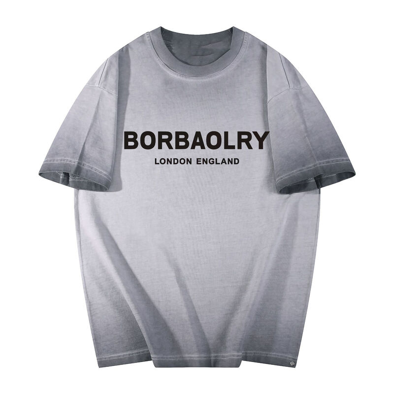 Sıcak Özel Erkek Tişört Yıkama Eski Tarz Büyük Beden Tişört Özel Logo Baskı Moda Günlük Kısa Kollu Tişört