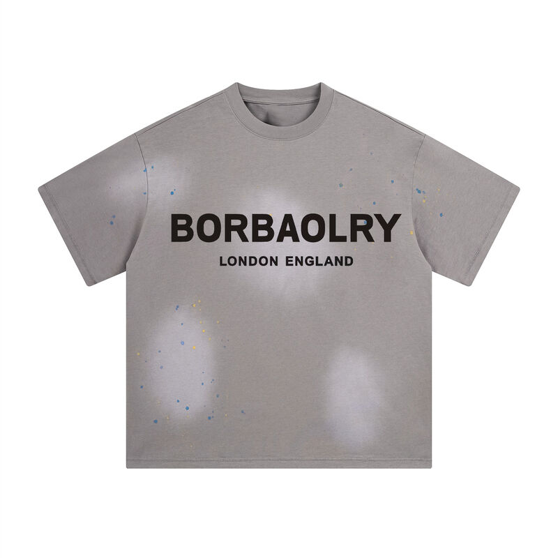 Yüksek Kaliteli Ağır Dokuma Eskitilmiş Erkek Oversize Tişört Asit Yıkama Oversize Tişört Özel Kırpılmış Tişört Erkek