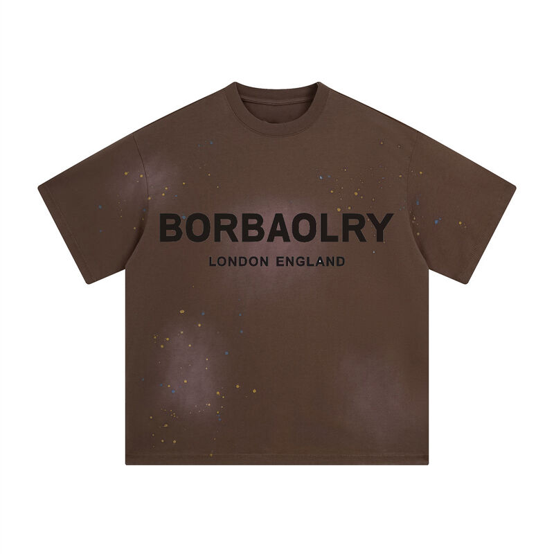 Yüksek Kaliteli Ağır Dokuma Eskitilmiş Erkek Oversize Tişört Asit Yıkama Oversize Tişört Özel Kırpılmış Tişört Erkek