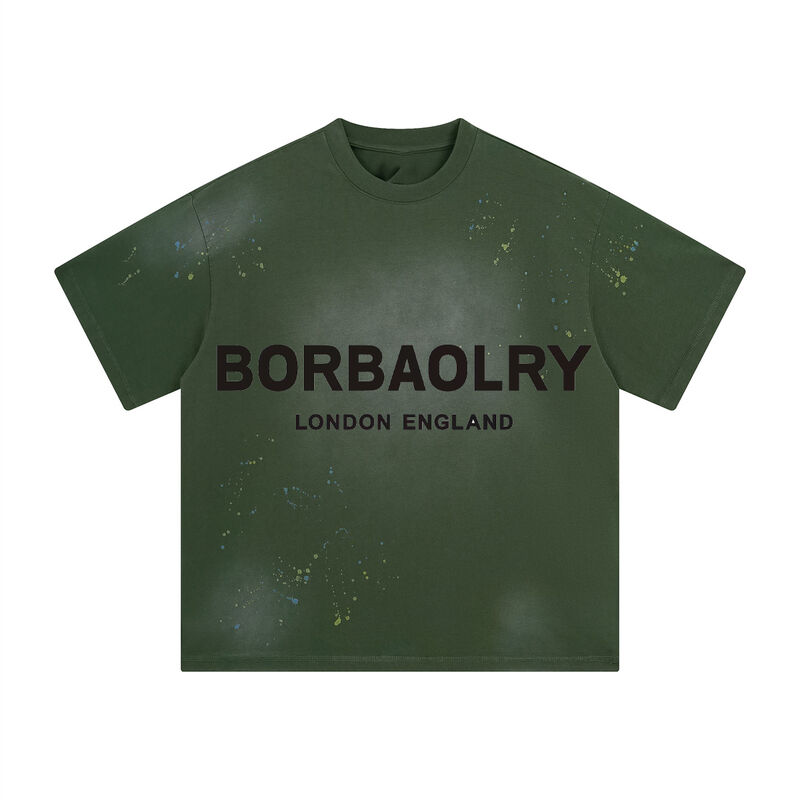 Yüksek Kaliteli Ağır Dokuma Eskitilmiş Erkek Oversize Tişört Asit Yıkama Oversize Tişört Özel Kırpılmış Tişört Erkek