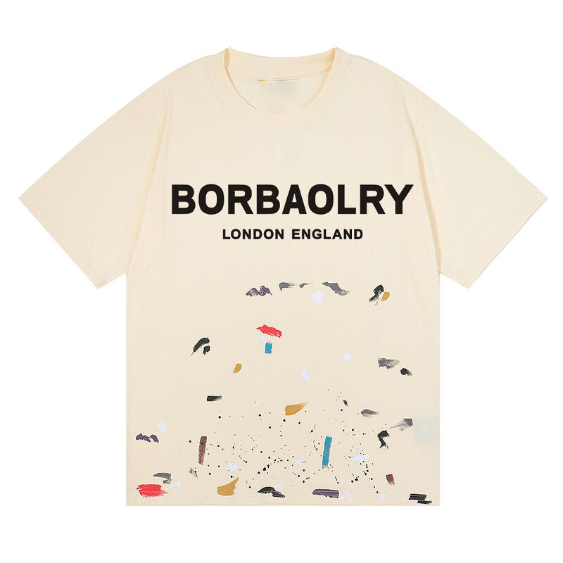 Özel Erkek Asit Yıkama Tişört Galeri Sokak Giyim Graffiti Boya Sıçraması Pamuk Toptan Düz Desen Örme