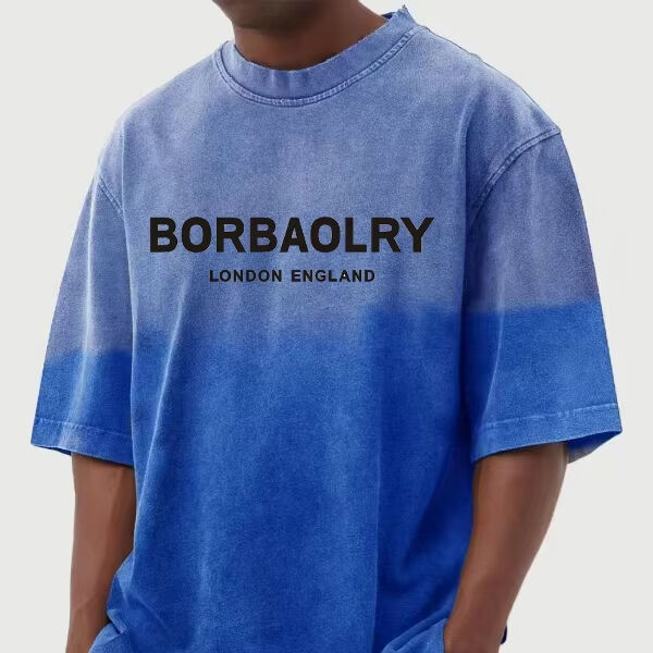 Kişiselleştirilmiş Erkek Yıkanmış Degrade Kısa Kollu Tişört Günlük Erkek Üstleri Yazlık Kıyafetler Toptan Satış