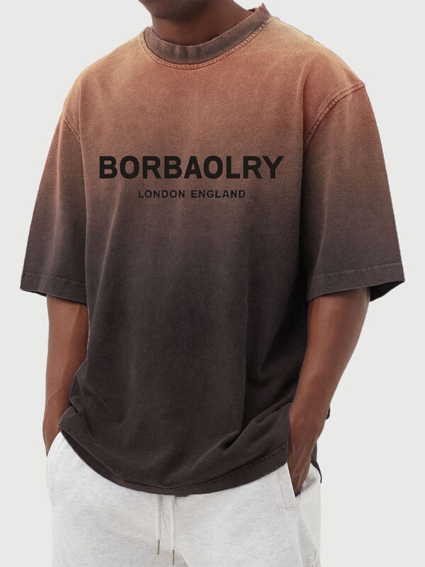 Kişiselleştirilmiş Erkek Yıkanmış Degrade Kısa Kollu Tişört Günlük Erkek Üstleri Yazlık Kıyafetler Toptan Satış