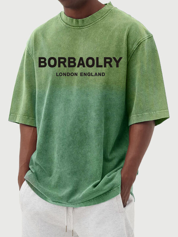 Kişiselleştirilmiş Erkek Yıkanmış Degrade Kısa Kollu Tişört Günlük Erkek Üstleri Yazlık Kıyafetler Toptan Satış