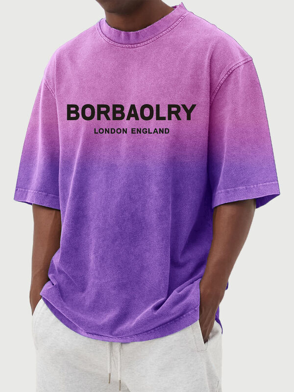 Kişiselleştirilmiş Erkek Yıkanmış Degrade Kısa Kollu Tişört Günlük Erkek Üstleri Yazlık Kıyafetler Toptan Satış