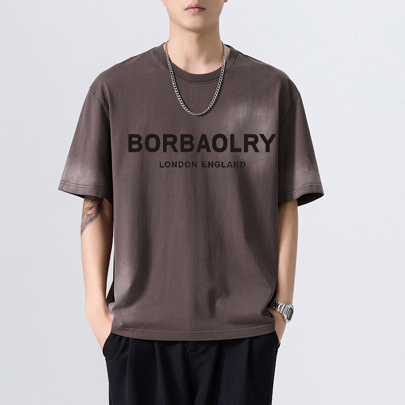 Toptan Büyük Boylu Unisex Pamuk Tişört 280 Gsm Vintage Asit Yıkama Özel Dtg Baskı Erkekler İçin Ağır Ağırlıklı Sokak Giysileri Tişört