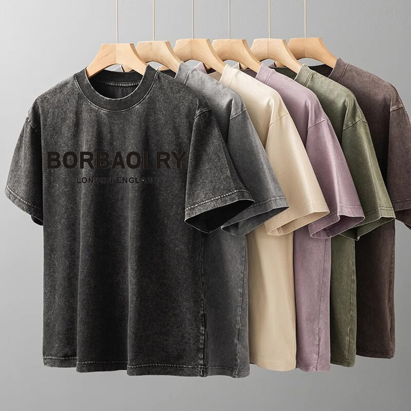 Özel LOGO En Kaliteli Pamuk Asit Yıkama Tişört Oversize Retro Mineral Dijital Baskı Ağır Vintage Tişört