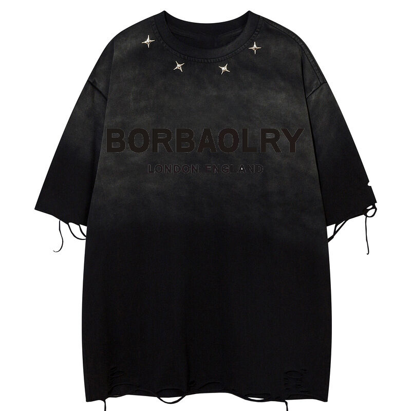 Yaz Yıkama Eski Büyük Boylu Vintage Sokak Düğmesi Dekorasyon Boyutu Boş Sıradan Tişört Spor Tişört Kısa Kollu Erkek Tarzı