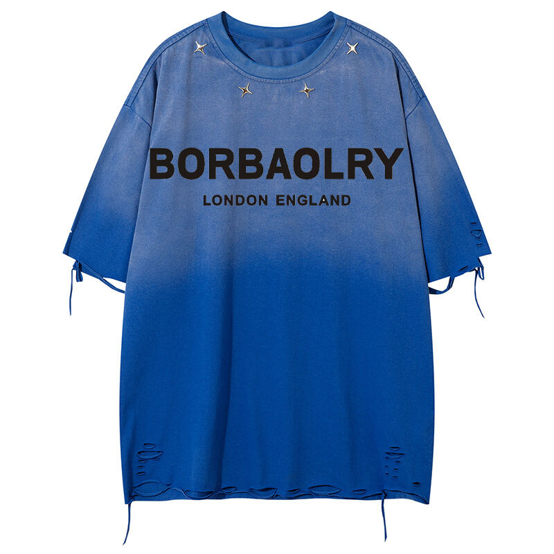 Yaz Yıkama Eski Büyük Boylu Vintage Sokak Düğmesi Dekorasyon Boyutu Boş Sıradan Tişört Spor Tişört Kısa Kollu Erkek Tarzı