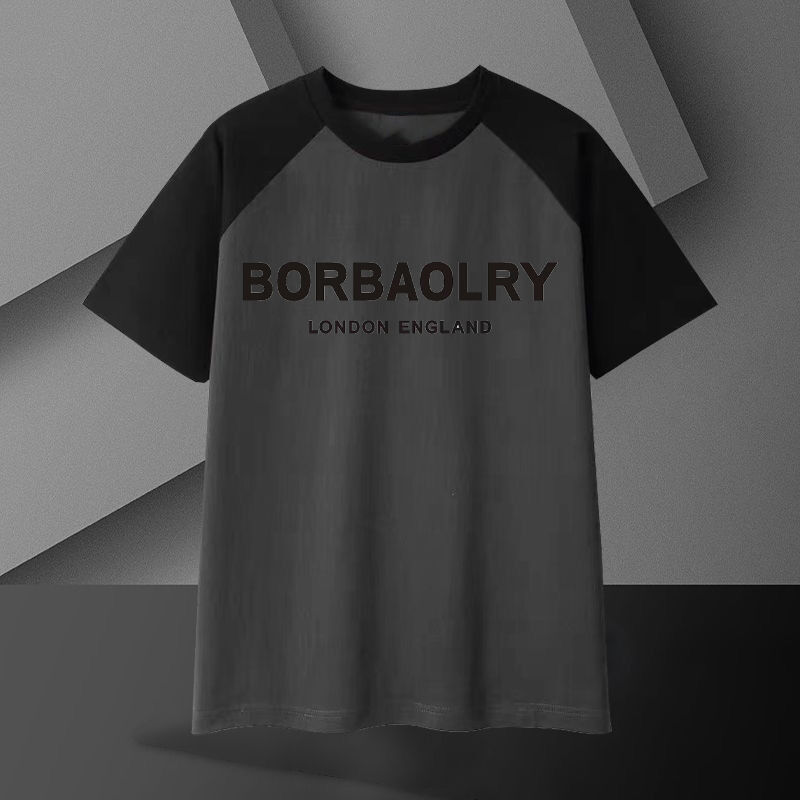 Erkekler için ağır pamuklu tişört 220 gram nefes alıcı büyük boylu kısa kollu katı kalıplı düzenli uzun boylu örgü