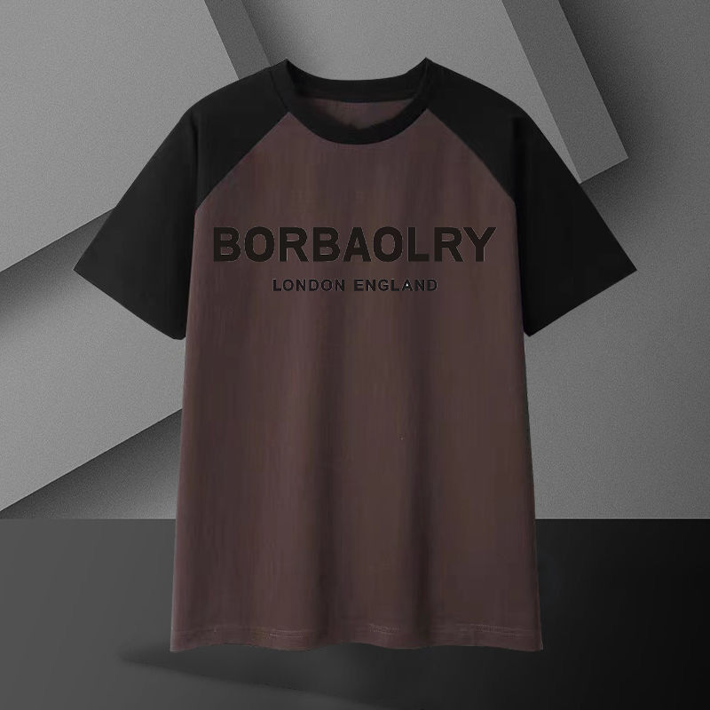 Erkekler için ağır pamuklu tişört 220 gram nefes alıcı büyük boylu kısa kollu katı kalıplı düzenli uzun boylu örgü