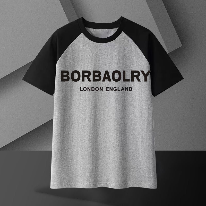 Erkekler için ağır pamuklu tişört 220 gram nefes alıcı büyük boylu kısa kollu katı kalıplı düzenli uzun boylu örgü