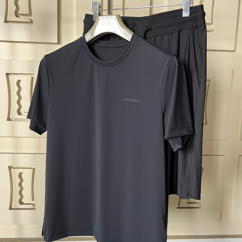 Erkek Spor Tişört Siyah Günlük Spor Set - Kısa Kollu Tişört ve Pantolon, UV Korumalı Nefes Alabilen Kumaş