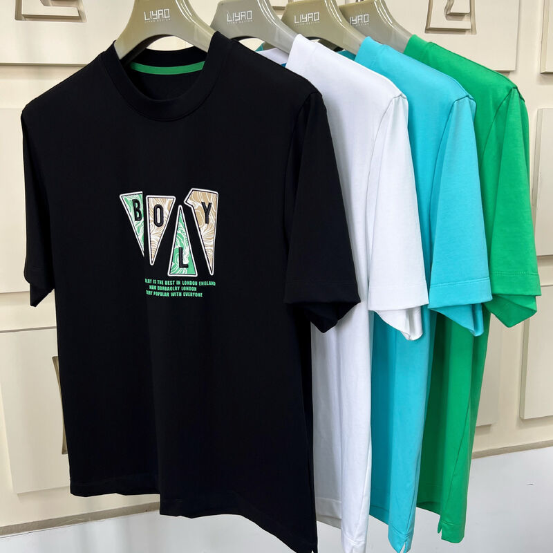 Erkekler için takım kolye boyun kısa kollu tişörtler, moda grafik baskı ve nakışlar Tişörtler Çok renkli Rastgele Erkekler için %100 pamuk tişörtler