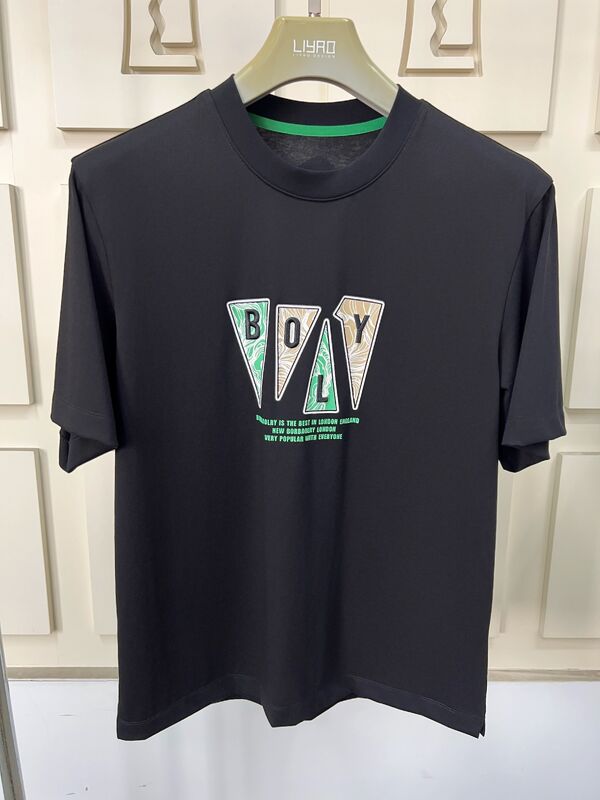 Erkekler için takım kolye boyun kısa kollu tişörtler, moda grafik baskı ve nakışlar Tişörtler Çok renkli Rastgele Erkekler için %100 pamuk tişörtler