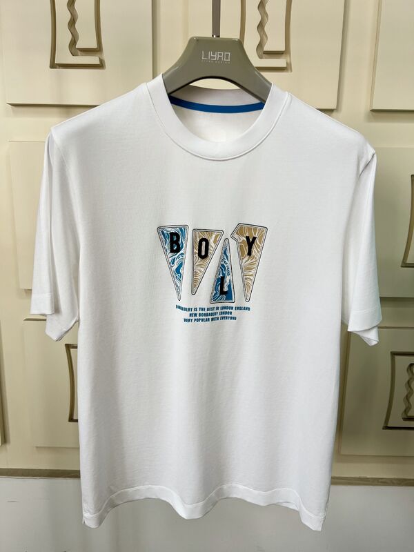 Erkekler için takım kolye boyun kısa kollu tişörtler, moda grafik baskı ve nakışlar Tişörtler Çok renkli Rastgele Erkekler için %100 pamuk tişörtler