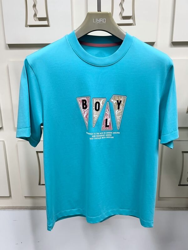 Erkekler için takım kolye boyun kısa kollu tişörtler, moda grafik baskı ve nakışlar Tişörtler Çok renkli Rastgele Erkekler için %100 pamuk tişörtler