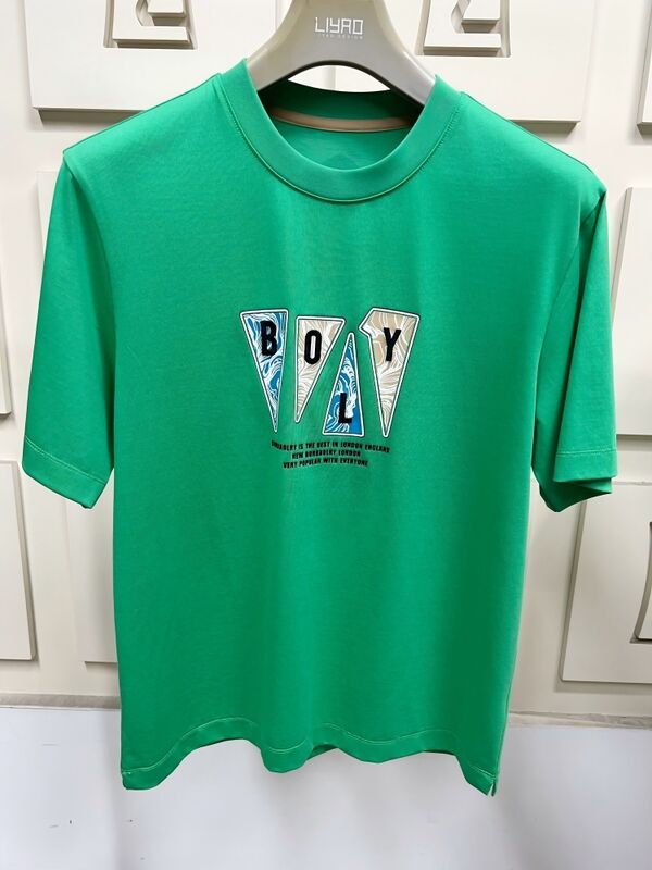 Erkekler için takım kolye boyun kısa kollu tişörtler, moda grafik baskı ve nakışlar Tişörtler Çok renkli Rastgele Erkekler için %100 pamuk tişörtler