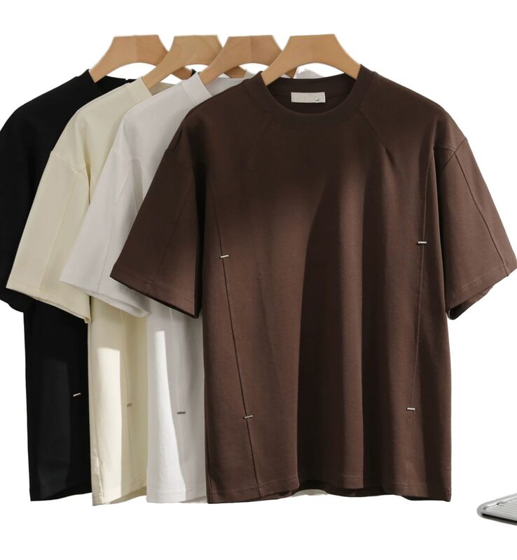Erkekler İçin Kişiselleştirilebilir Bol Kesim Kısa Kollu Üst Rahat Vintage Tarzı Sade Düz Renk Günlük Giyim