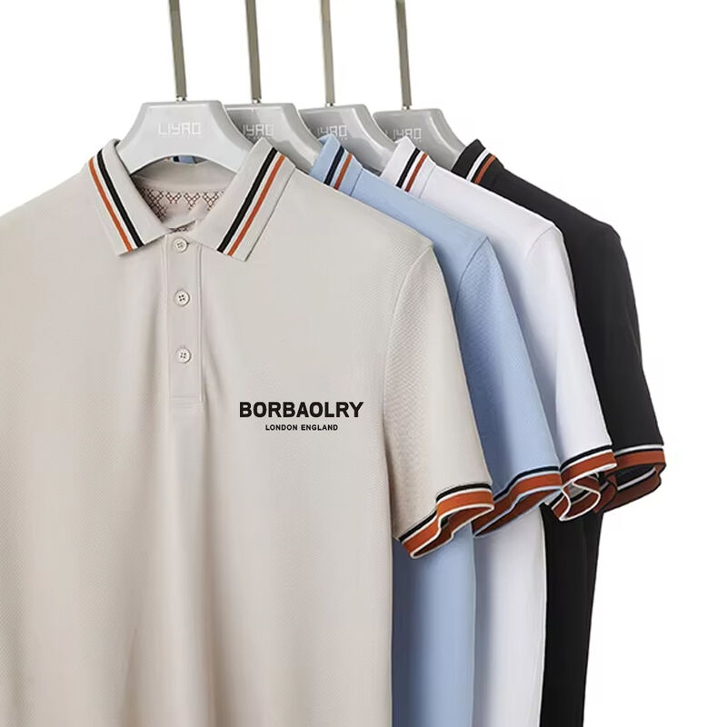 Özel Logo Boyutu Kumaş Hızlı Kuru Çizgili Kısa Kollu Polo Tişörtleri En Son Tasarım Erkekler İçin Yazdırılmış