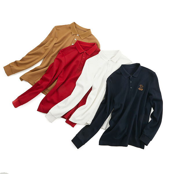 Yüksek Esneklik Cilt Dostu Moda Düz Pamuk Uzun Kollu Giyim Polo Tişört Erkek Giyim Polo Tişört Yüksek Kalite