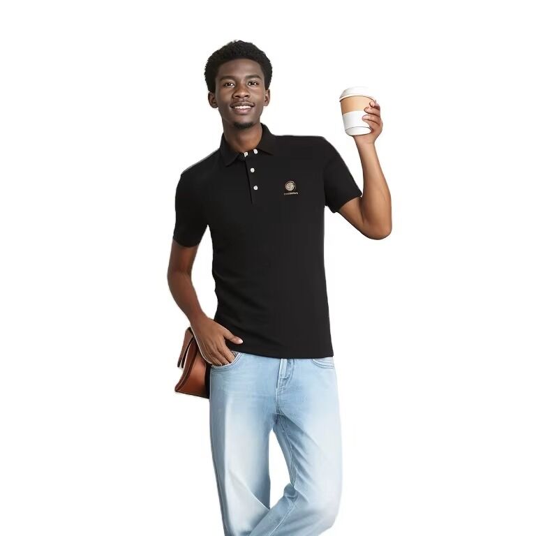 Yeni Tasarım Toptan Özel Hızlı Kuru Solunumlu Pamuk Siyah Erkek Polo Pullover Tişörtleri
