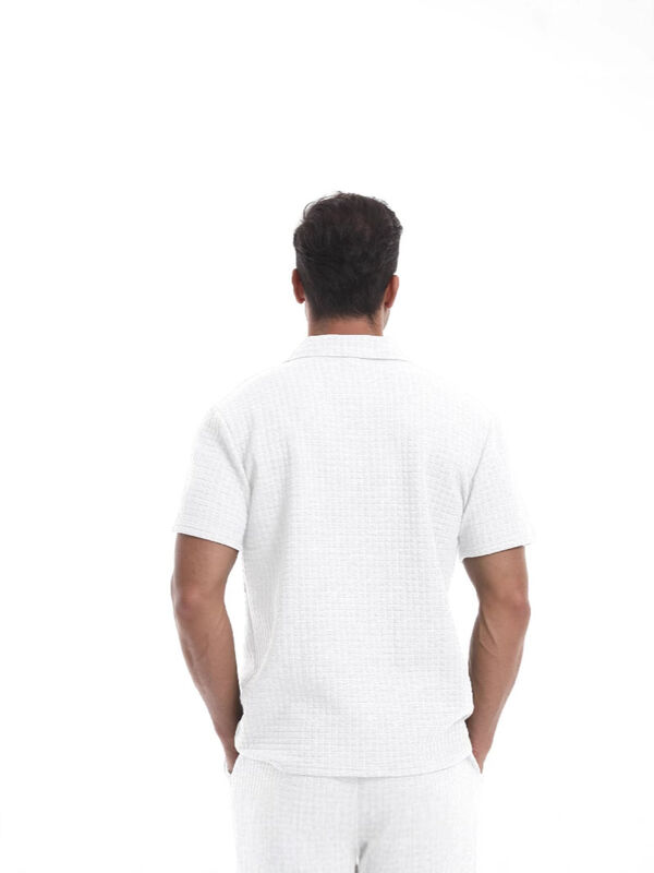 Özel Polyester Blend Stretch Fit Zipper Polo Tişört Erkekler için Premium Waffle Polo Tişört